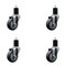 Service Caster 3.5'' SS Thermoplastic Rubber Wheel Swivel 1-3/4'' Expanding Stem Caster Set, 4PK SCC-SSEX20S3514-TPRB-134-4 - alternate 1
